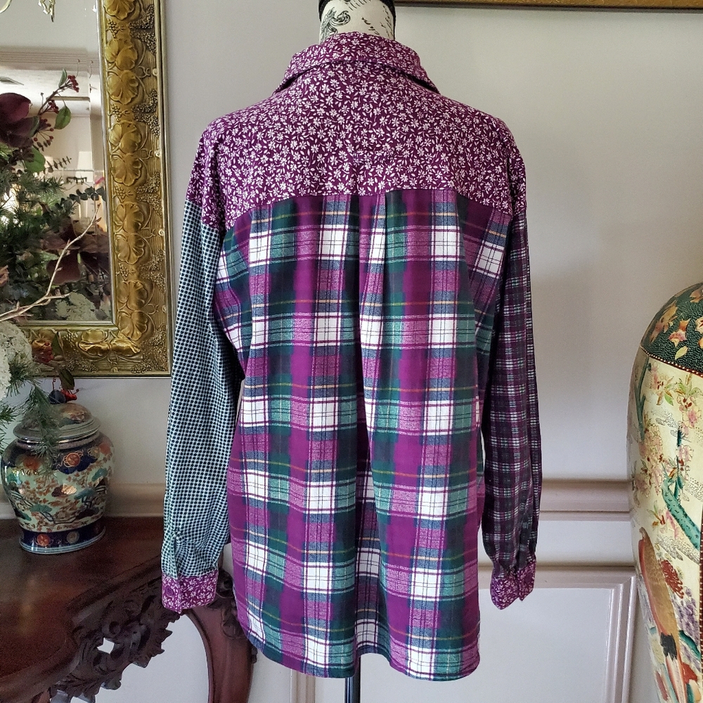 Vintage Bubblegrunge Mixed Pattern Oversized Flan… - image 4